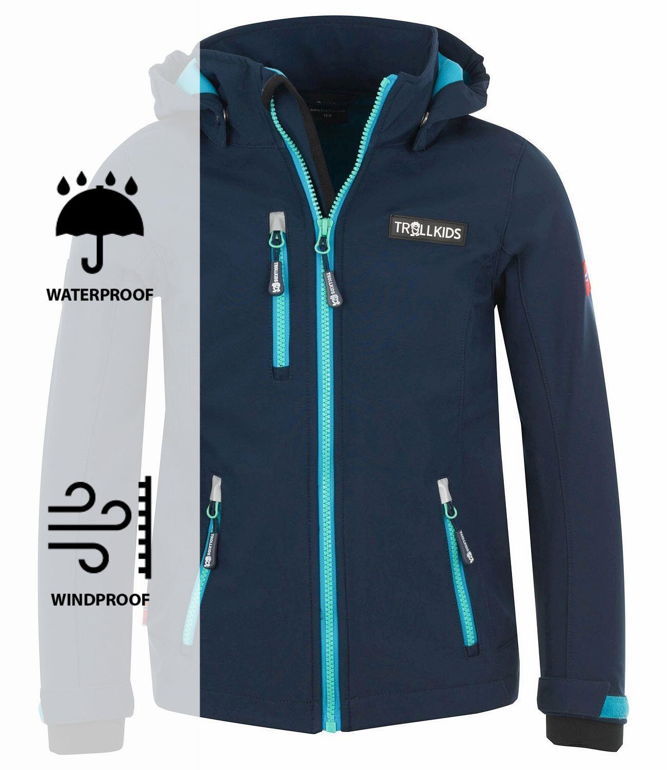 Kinder Jacke Preikestolen Wasserabweisend Marineblau / Türkis / Mint 4/4