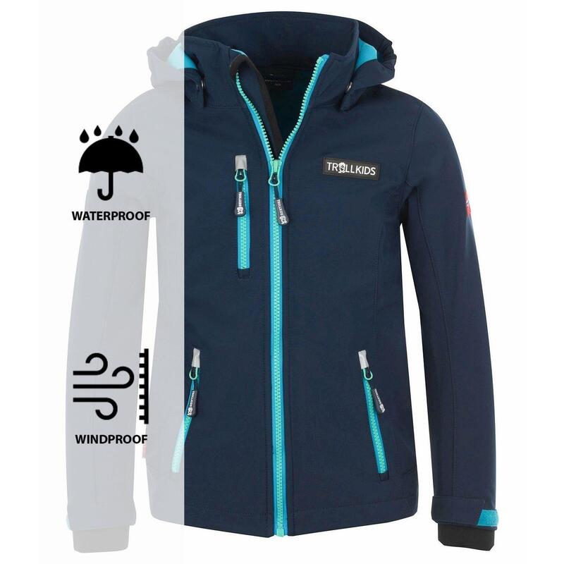 Kinder Jacke Preikestolen Wasserabweisend Marineblau / Türkis / Mint