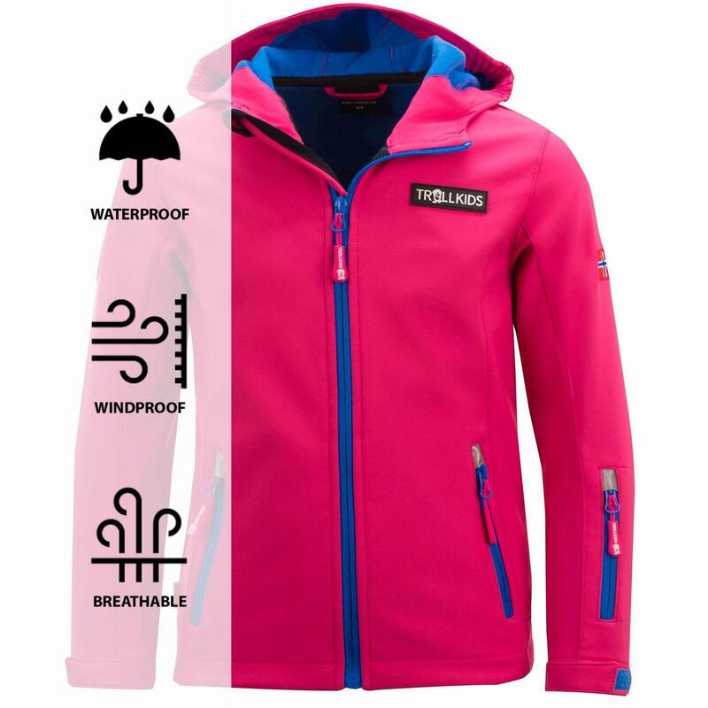 Kinder Softshelljacke Oslofjord Himbeere/Blau