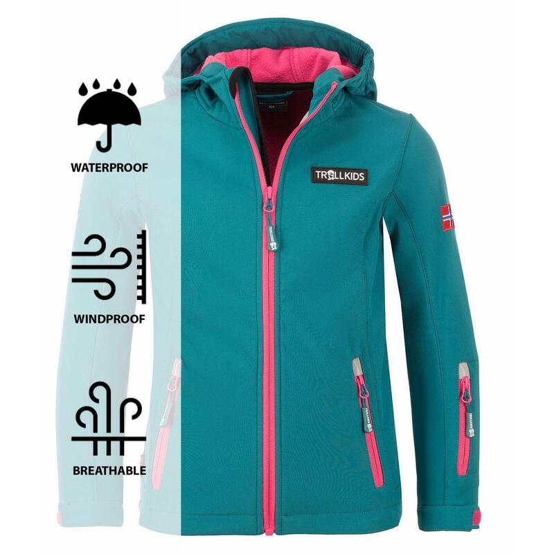 Veste softshell enfants Oslofjord vert émeraude / rouge rubis