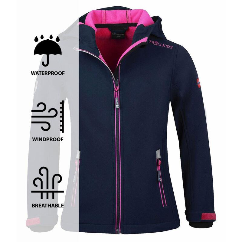 Filles Veste Softshell Filles Trollfjord Coupe-vent Imperméable Magenta