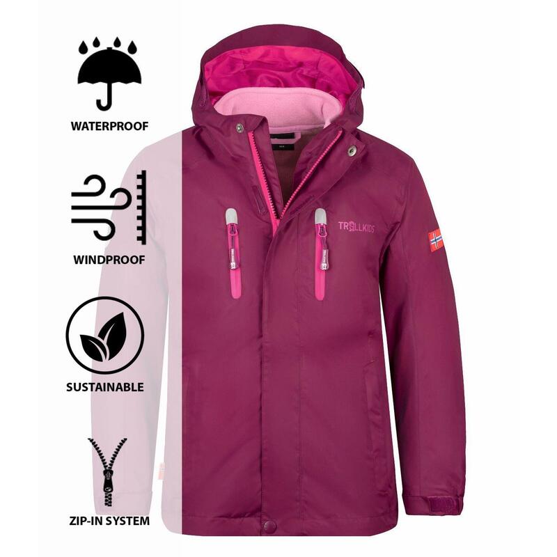 Veste 3en1 Myrdal PRO pour enfants prune/bois de feu/violet