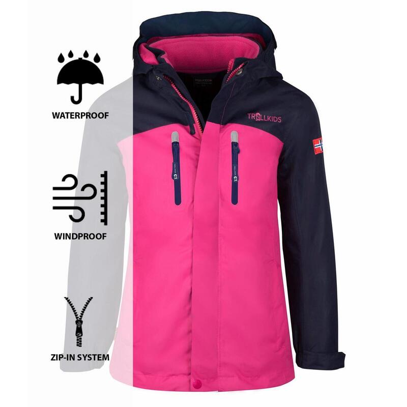 Veste 3 en 1 Bryggen pour filles Bleu marine / Magenta