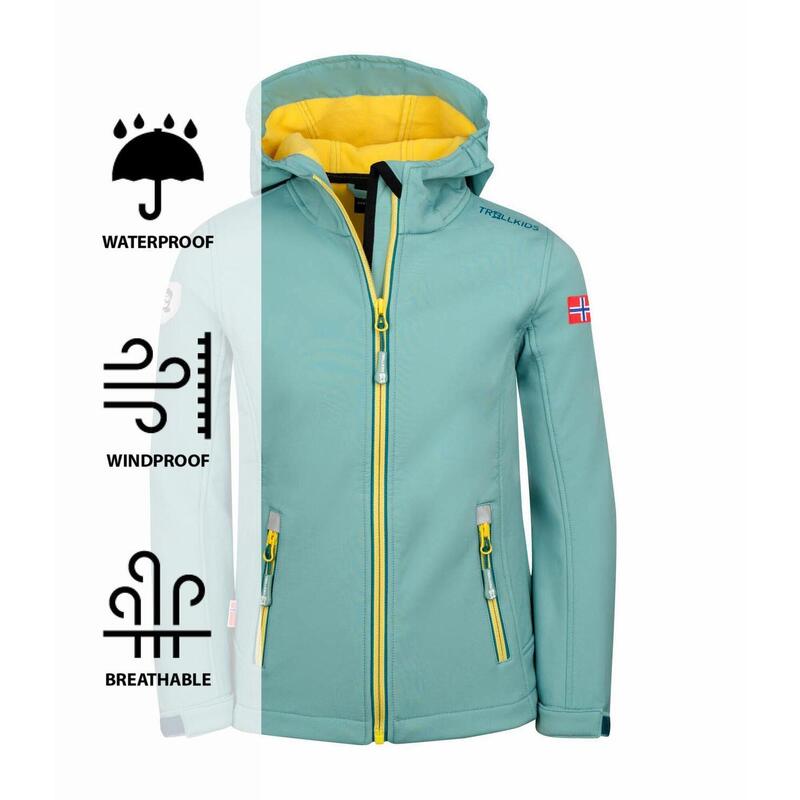 Filles Veste Softshell Trollfjord Coupe-vent Imperméable Vert glacier/limonade