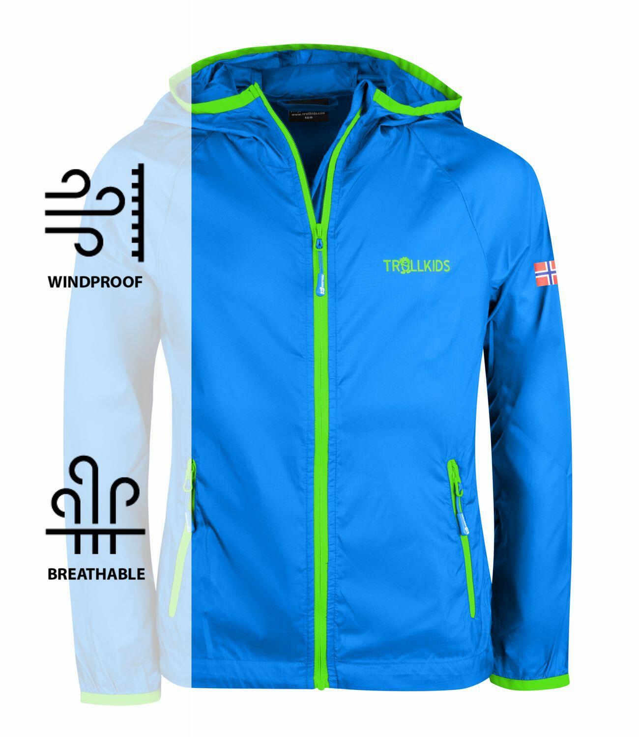 Veste coupe-vent enfant Fjell bleu moyen/vert 3/3