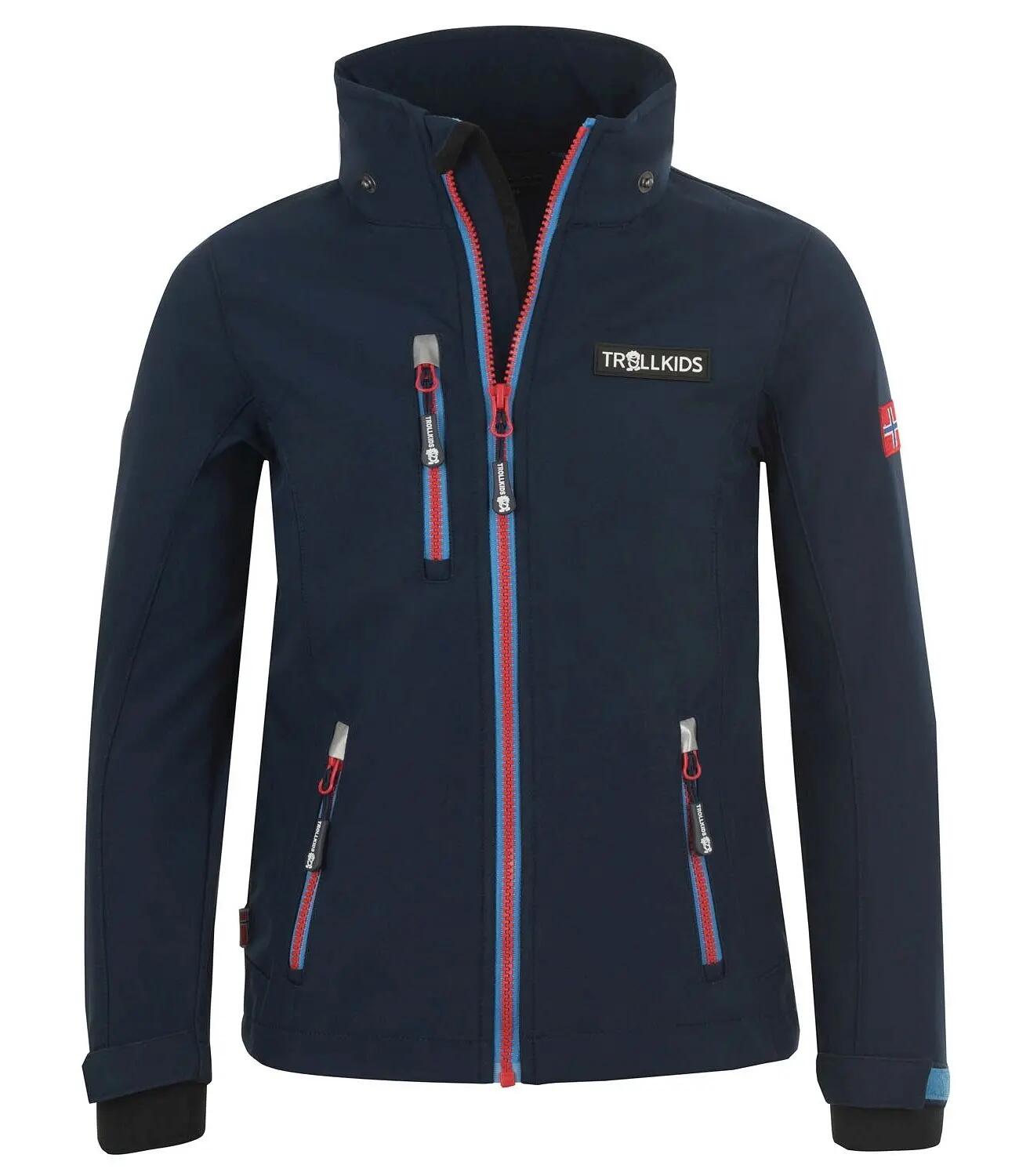 Kinder Jacke Preikestolen Wasserabweisend Marineblau /Mittelblau / Rot 3/4