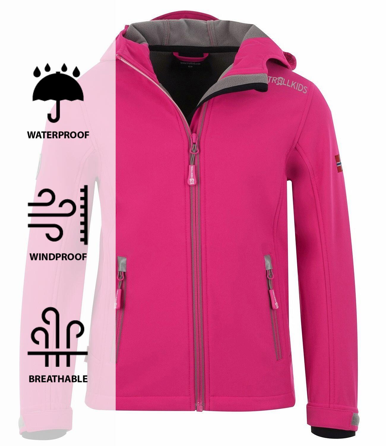 Mädchen Softshelljacke Trollfjord Wasserabweisend Magenta / Grau 3/3