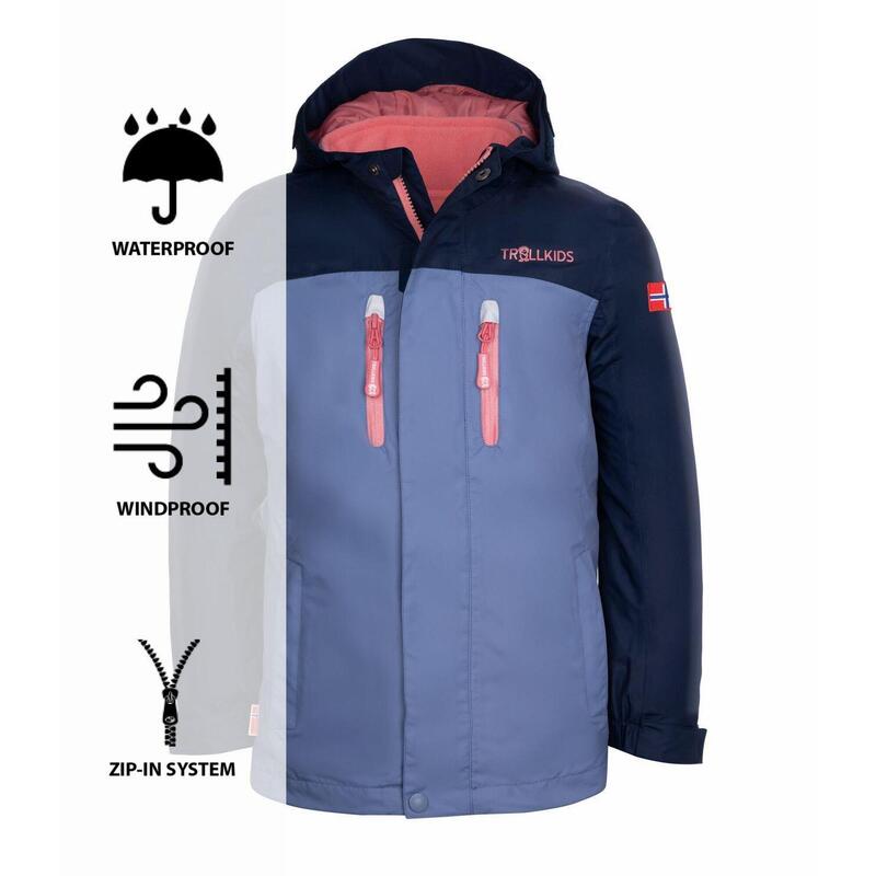 Kinder 3in1 Jacke Bryggen Marine/Staub-Blau