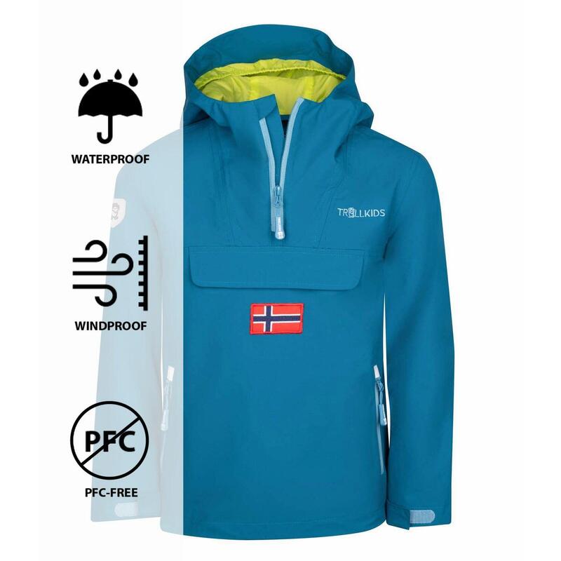 Parka à enfiler enfant Bergen vert pétrole/citron vert