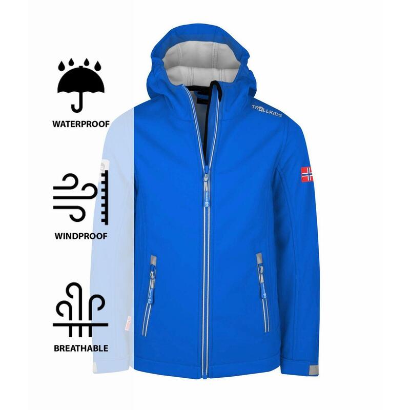 Kinder Softshelljacke Trollfjord Leuchtendes Blau/wolkig grau