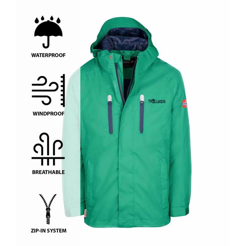 Veste de pluie pour enfants Sognefjord PRO vert poivre/bleu marine