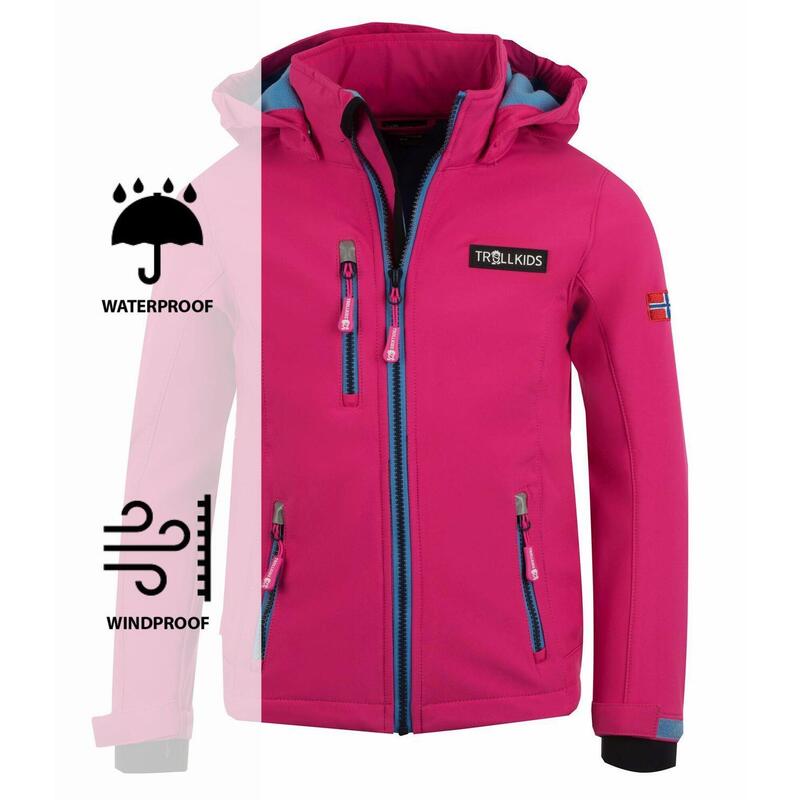 Veste pour enfants Preikestolen Imperméable Rose / Bleu moyen