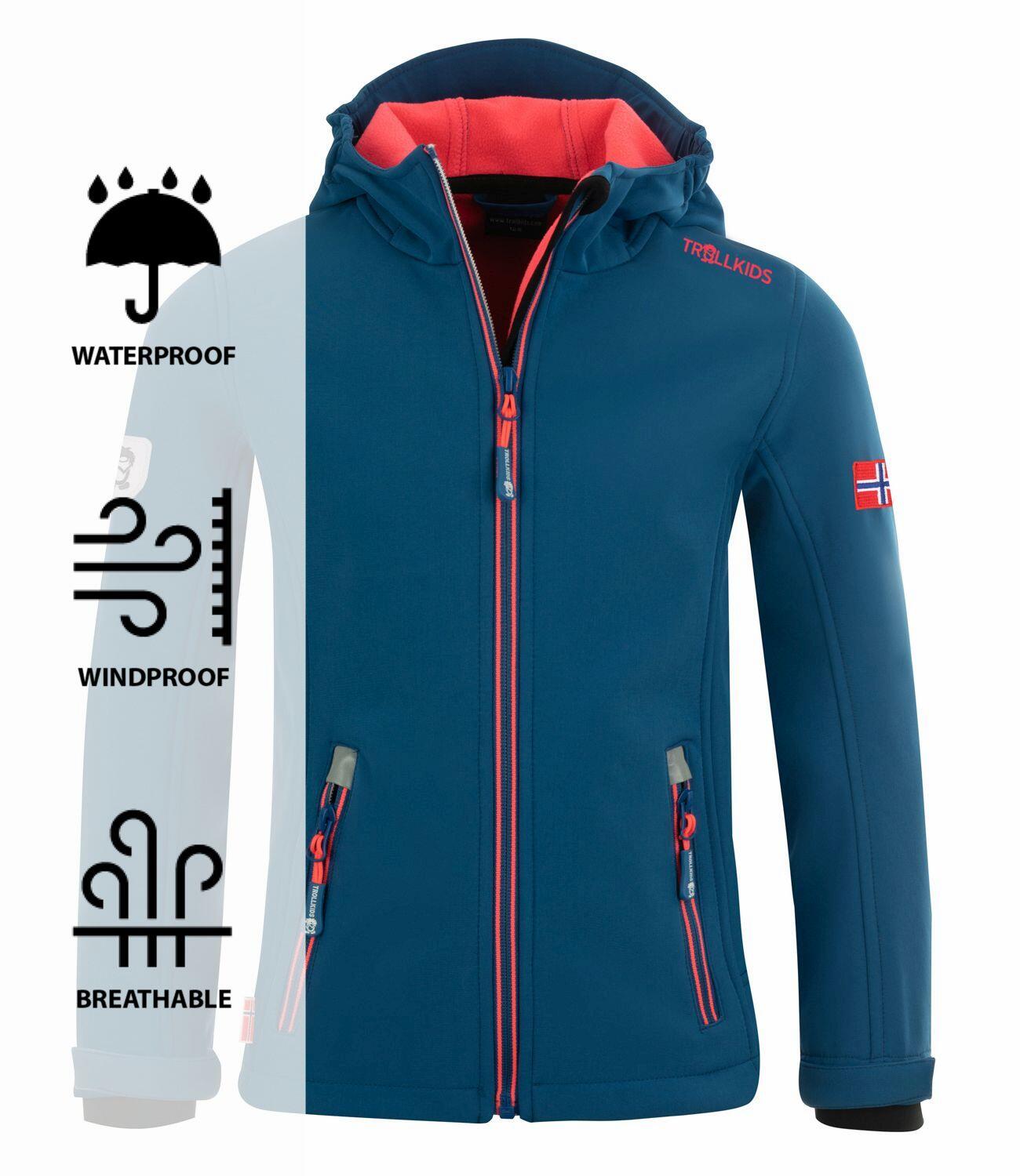 Filles Veste Softshell Filles Trollfjord Coupe-vent Imperméable Coral 3/3