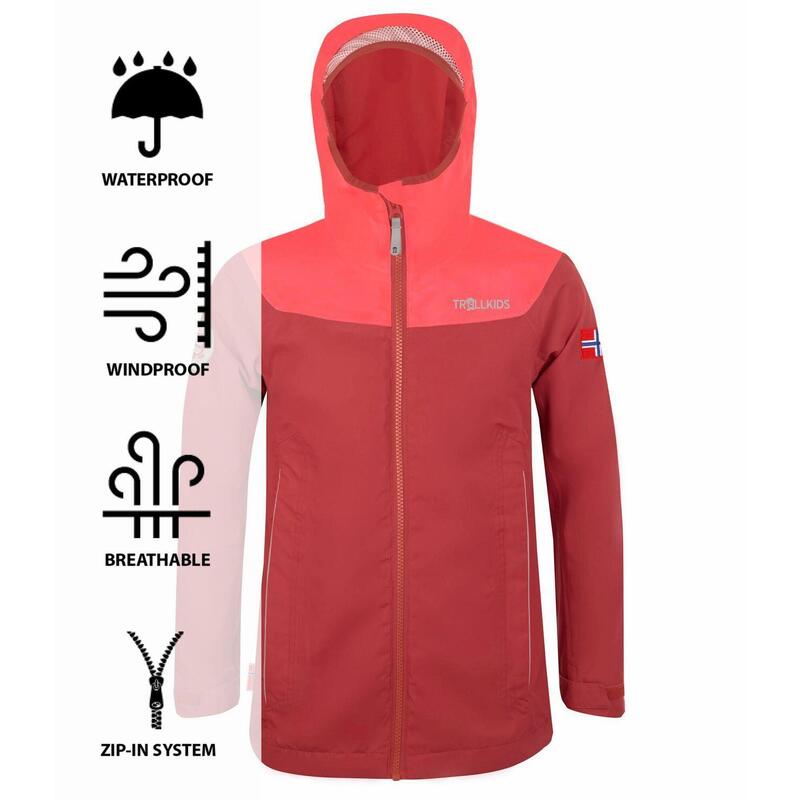 Veste de pluie Bergen pour enfants Imperméable rouge