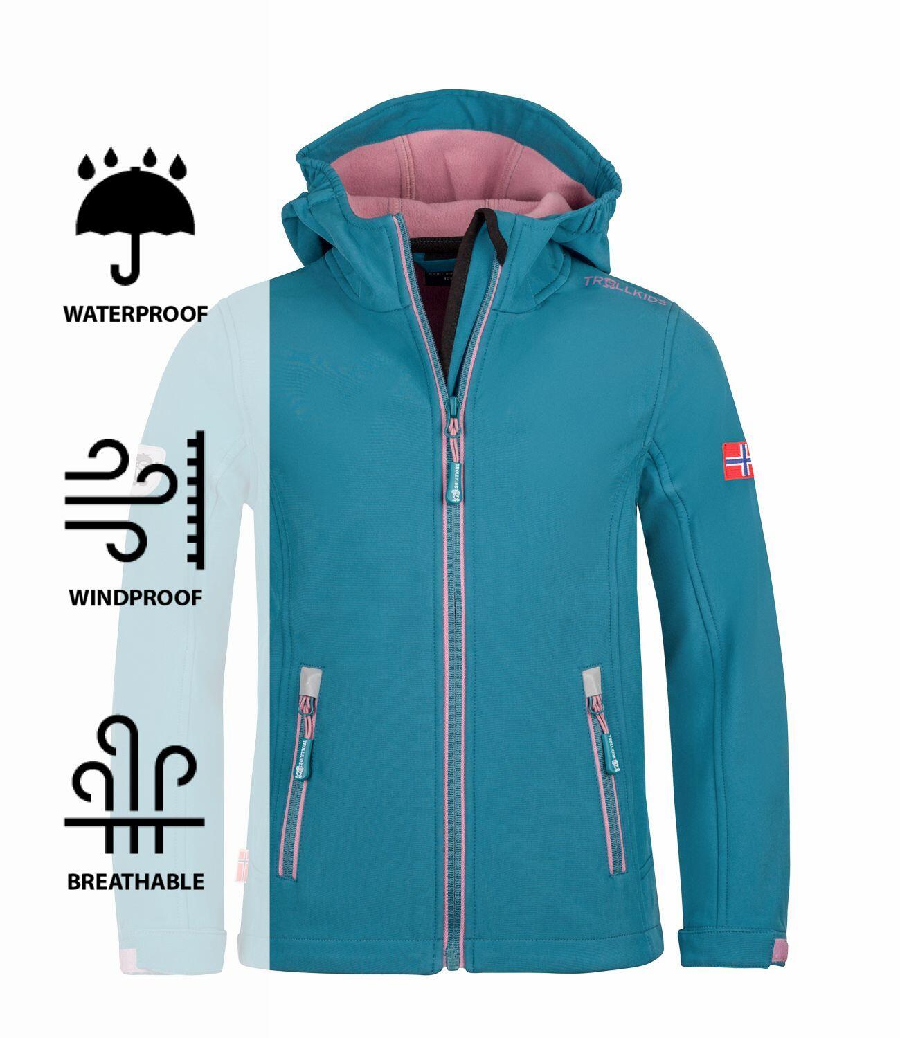 Filles Veste Softshell Filles Trollfjord Coupe-vent Imperméable bleu-vert/violet 3/3