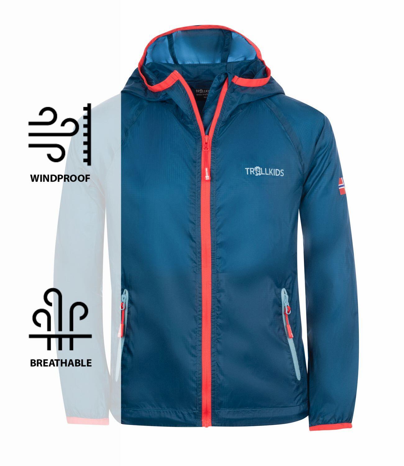 Coupe-vent enfant Fjell bleu pétrole/rouge 3/3