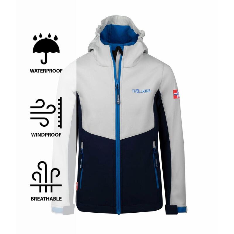 Kinder Softshelljacke Kristiansand Wolkengrau/Marineblau