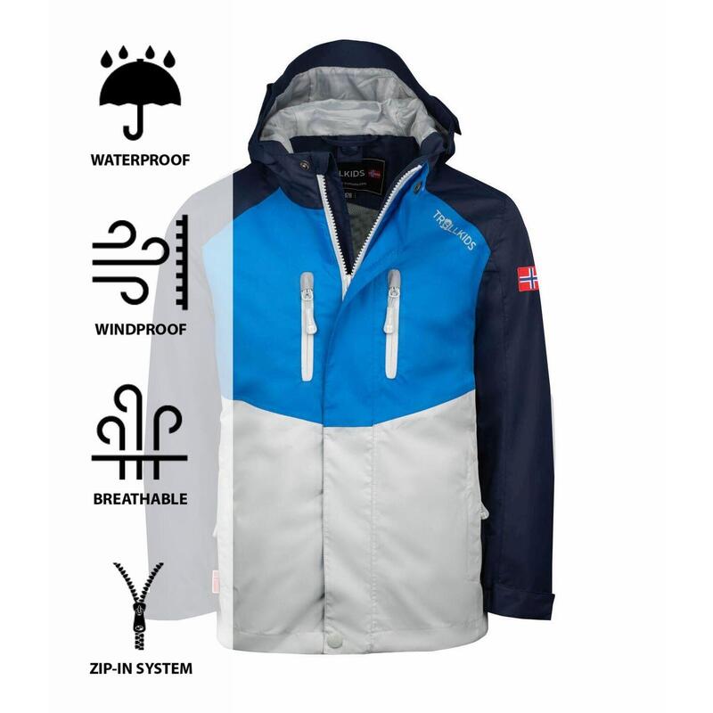 Veste de pluie enfant Nusfjord bleu marine/bleu lumineux/gris nuage