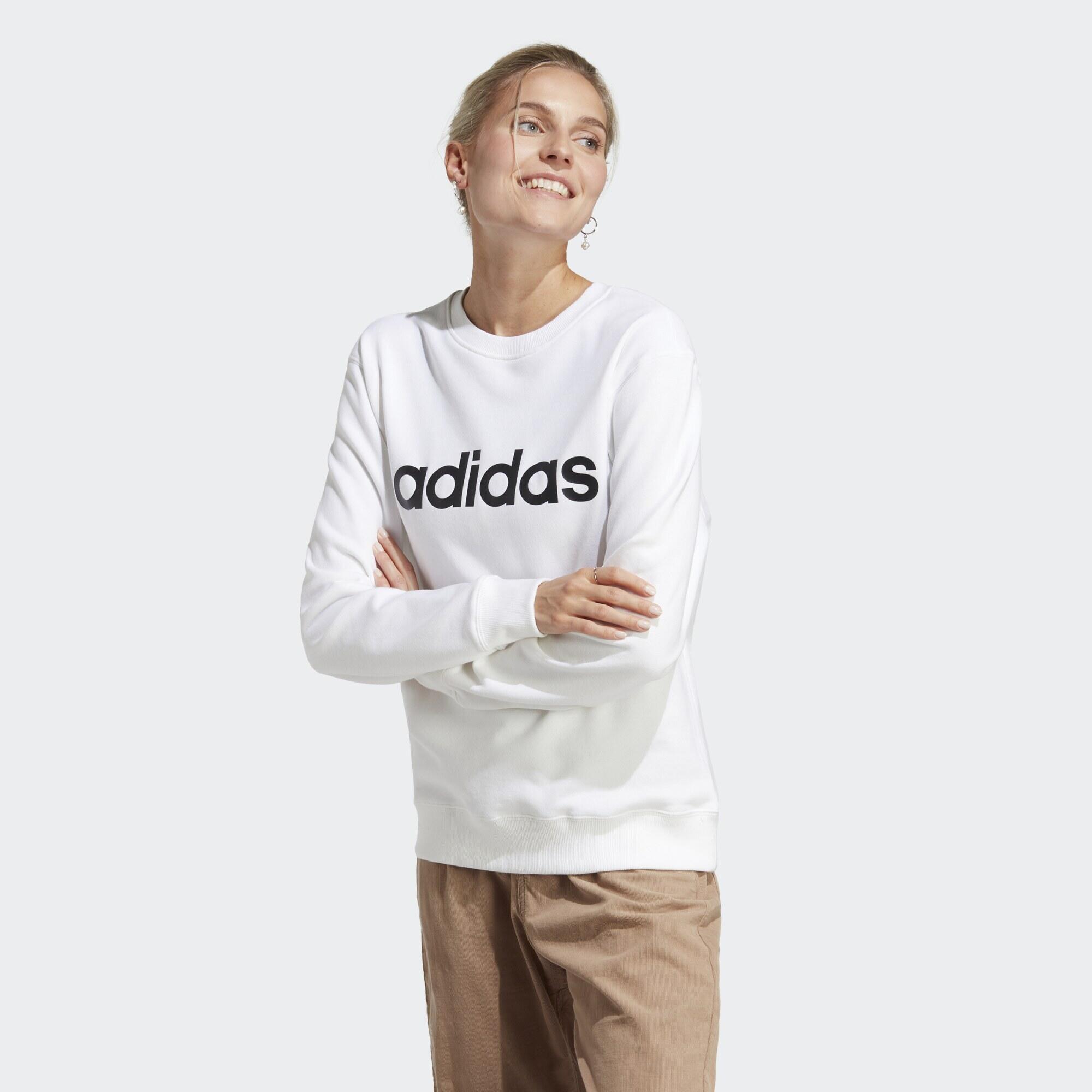 Adidas - Sweat-shirt Molleton Essentials Linear - Sweat-shirt - Blanc|noir - 40 M - Decathlon