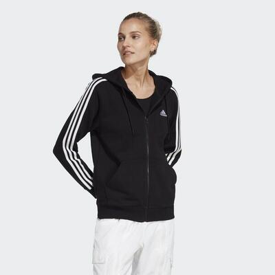 Essentials 3-stripes regular hoodie met rits