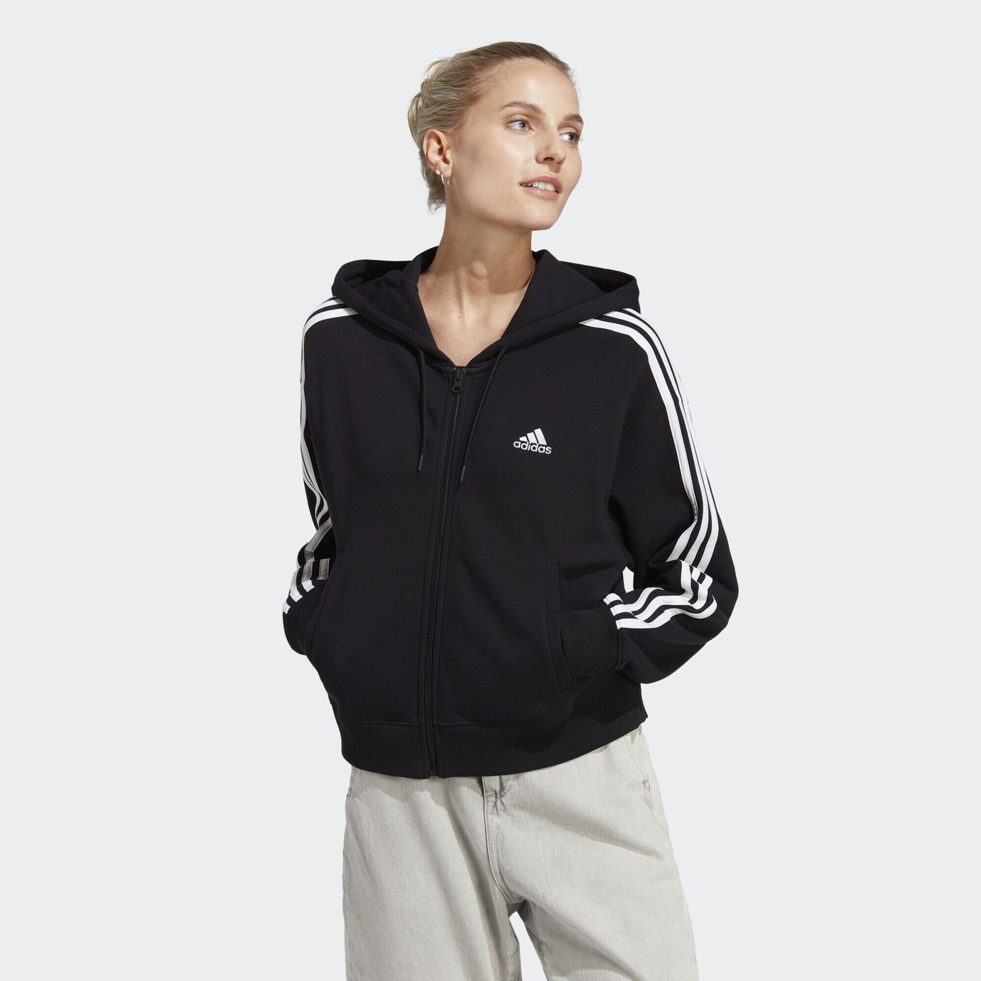 ADIDAS Essentials 3-Stripes French Terry Bomber Full-Zip Hoodie