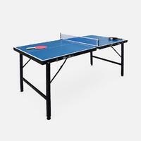 Mini table de ping pong pliable 150x75cm INDOOR bleue, avec 2 raquettes et 3