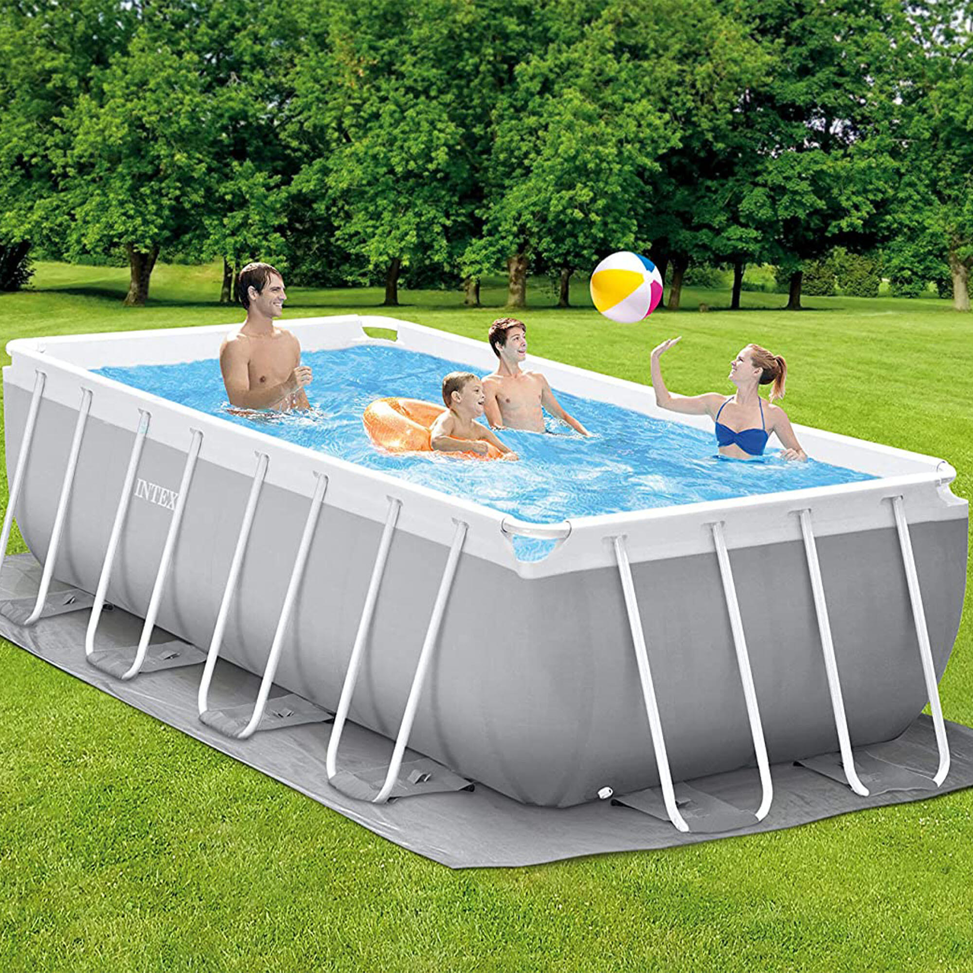 Piscina  retangular Intex prisma frame 488x244x107 cm + bomba 3/7