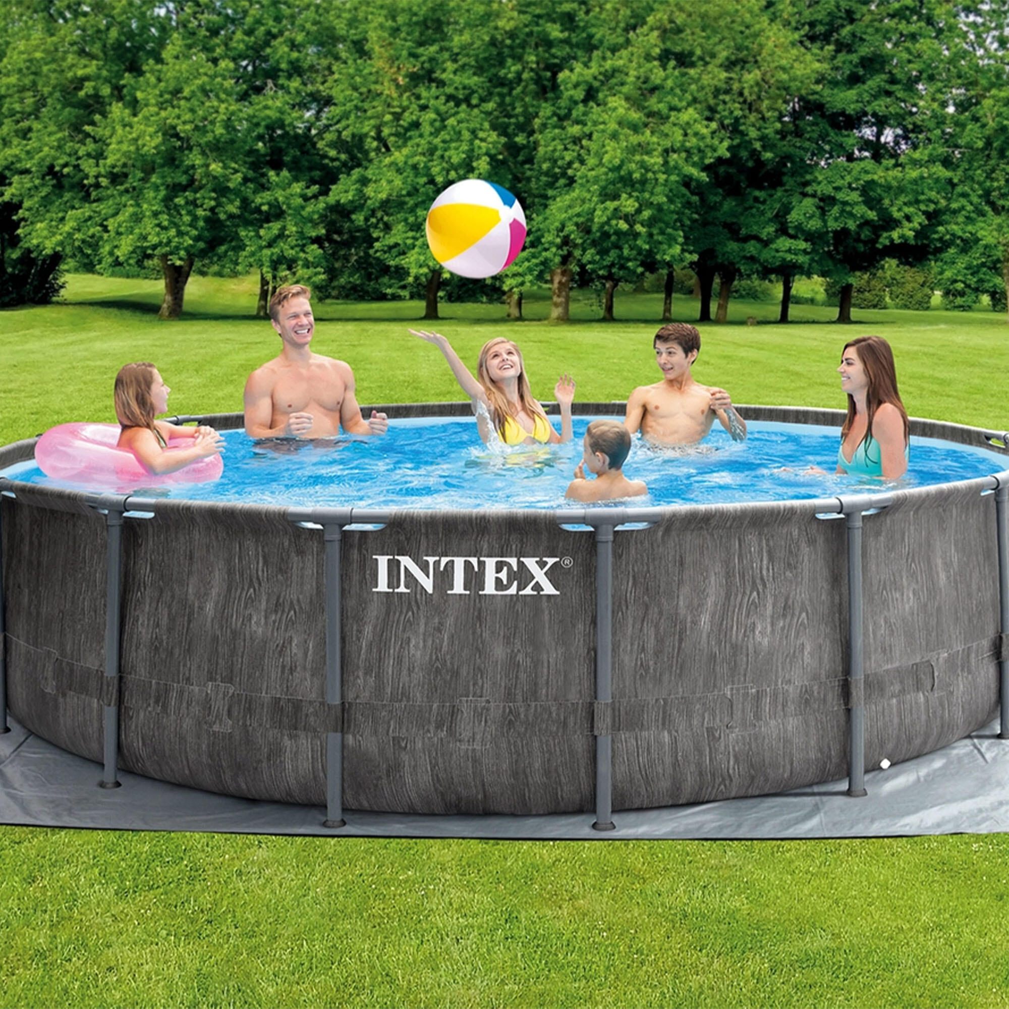 Piscina redonda amovível D457x122 cm cinzento escuro, capacidade 16.805 l 3/7