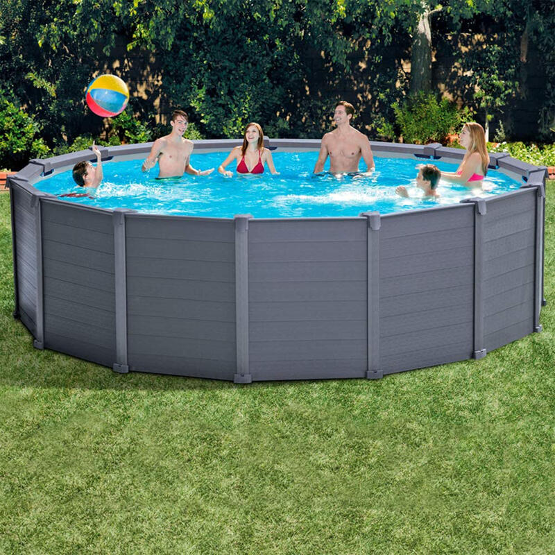 Piscina desmontável graphite grey panel Intex - 478x124 cm, 16 500 litros