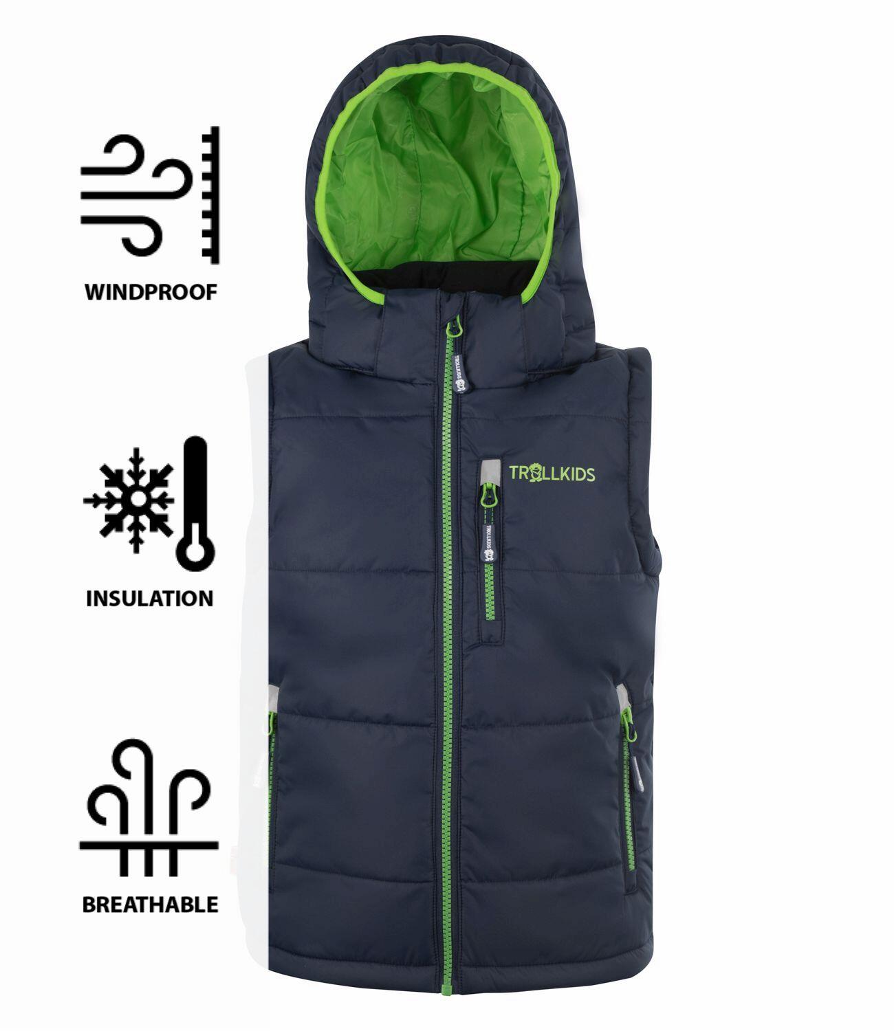 Gilet en polyfibre Narvik pour enfants Hydrofuge Bleu marine / Vert clair 3/3