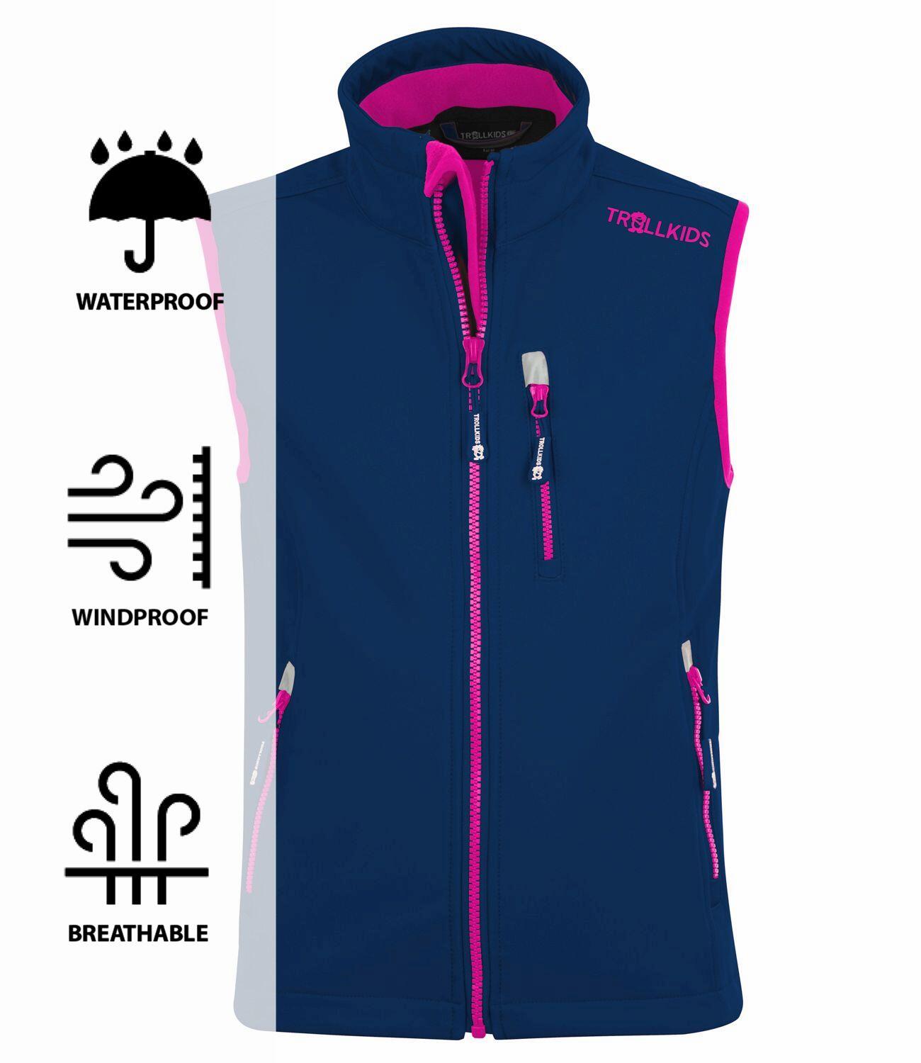 Gilet enfant Trollfjord déperlant bleu marine/magenta 3/3