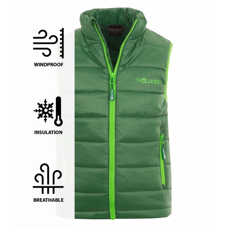 Gilet enfant en polyfibre Trondheim coupe-vent vert foncé