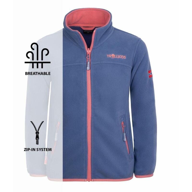 Kinder Fleece Jacke Oppdal XT Staub-Blau/Antikrosa