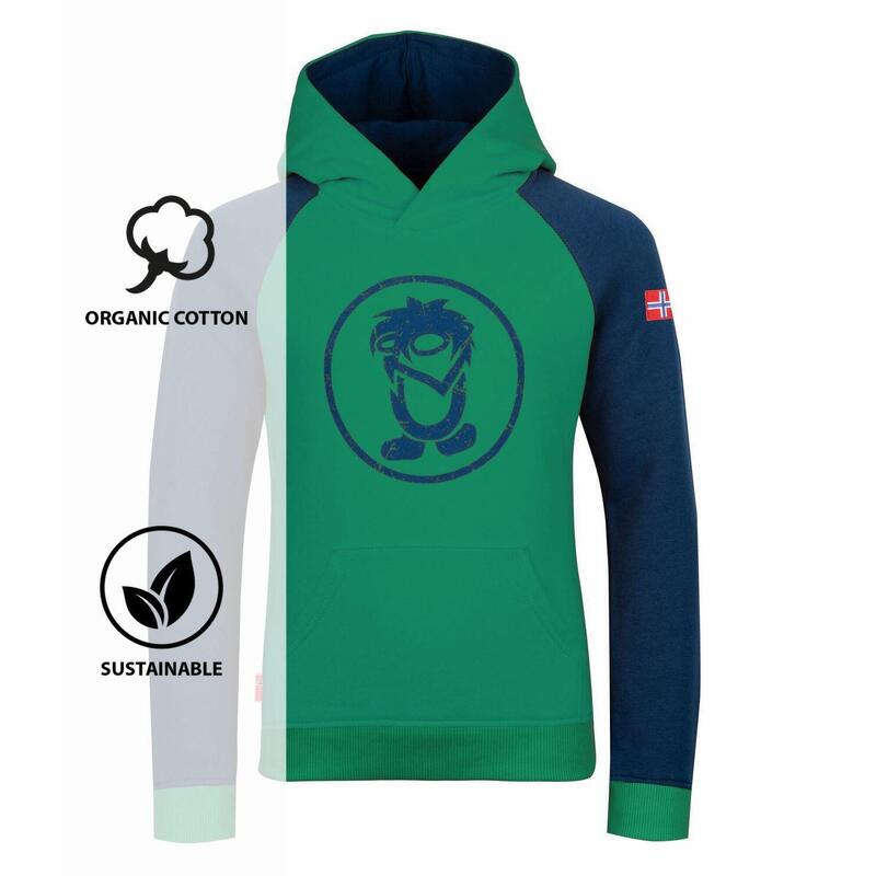 Sweat à capuche enfant Stavanger vert poivre/bleu marine