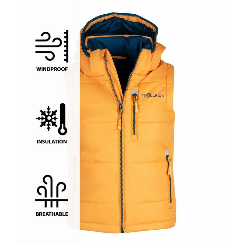 Gilet polyfibre enfant Narvik hydrofuge jaune or/bleu mystique