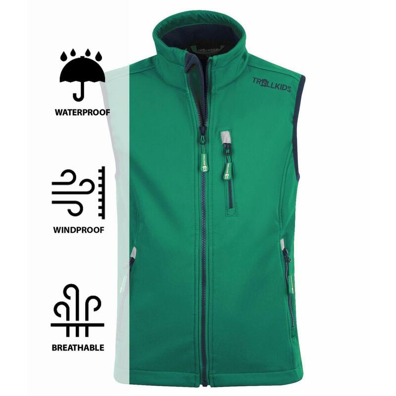 Gilet softshell enfant Trollfjord vert poivre/bleu marine