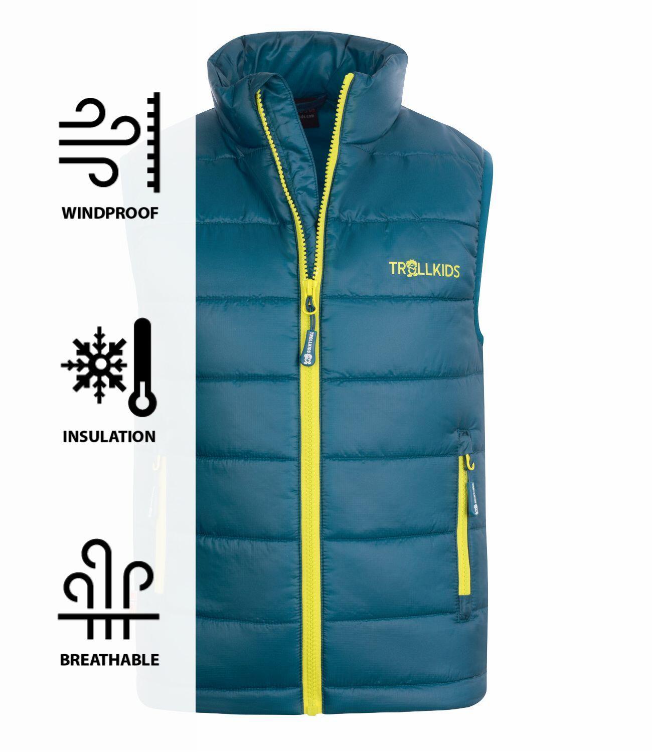 Gilet polyfibre enfant Trondheim bleu pétrole/citron vert 3/3