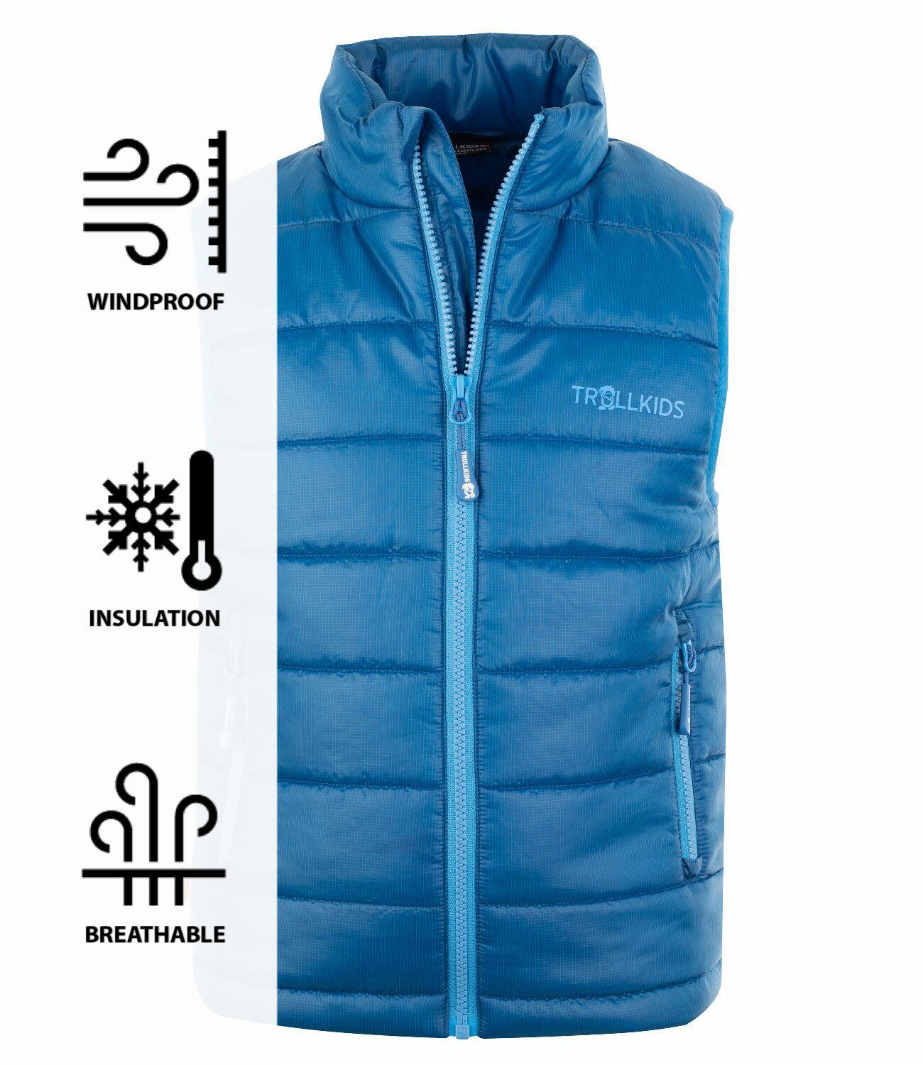 Gilet enfant en polyfibre Trondheim coupe-vent bleu minuit 3/3