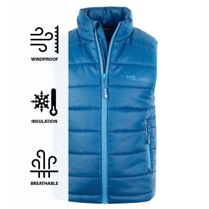 Gilet enfant en polyfibre Trondheim coupe-vent bleu minuit