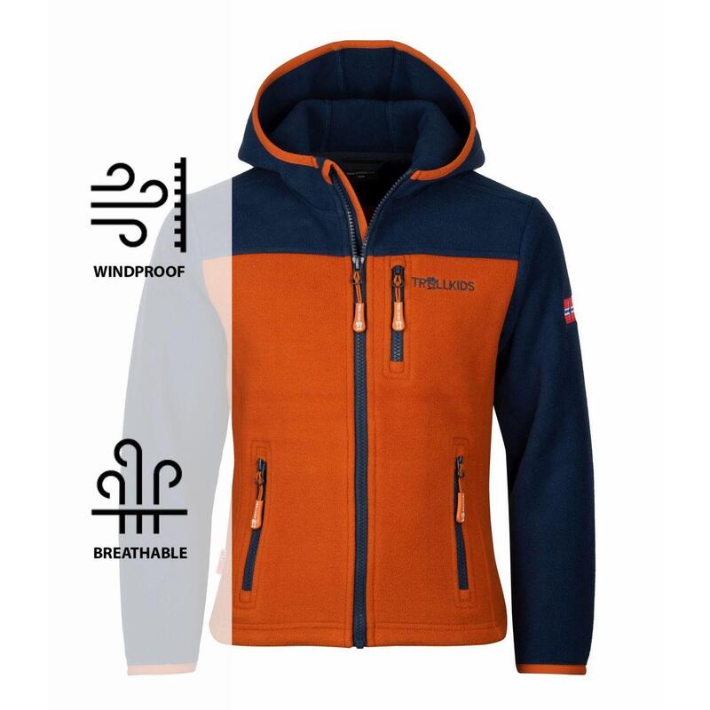 Kinder Fleece-Jacke Stavangar Nachtblau/Zimt