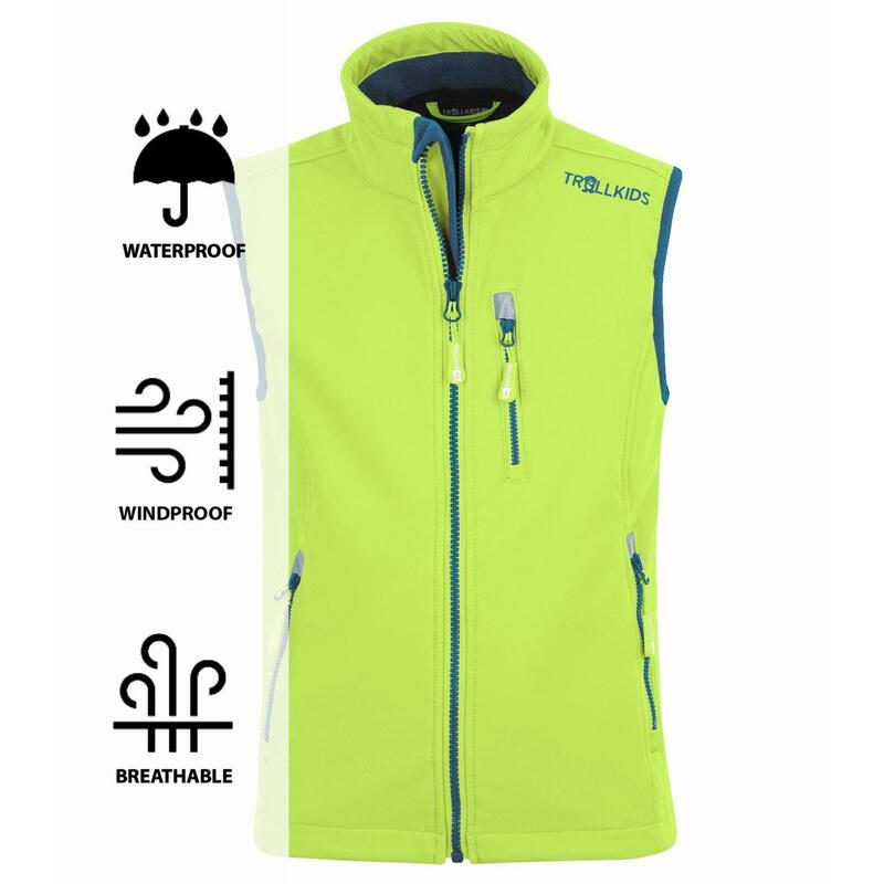 Gilet enfant Trollfjord jaune citron/bleu pétrole