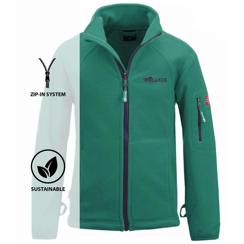 Kinder Fleecejacke Arendal PRO Pfeffergrün/Marineblau