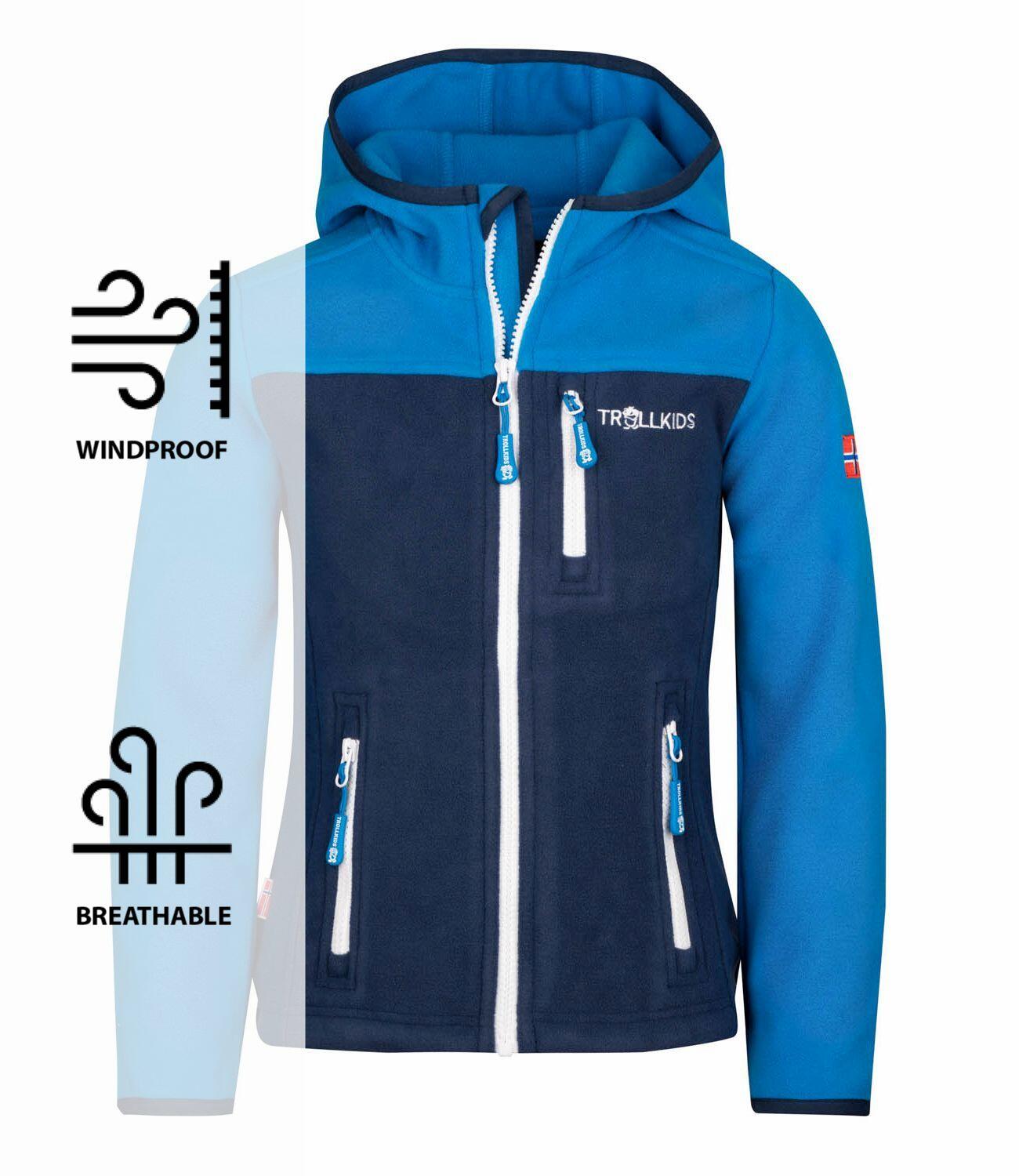 Kinder Fleece-Jacke Stavangar Winddicht Azurblau/Marineblau 3/3