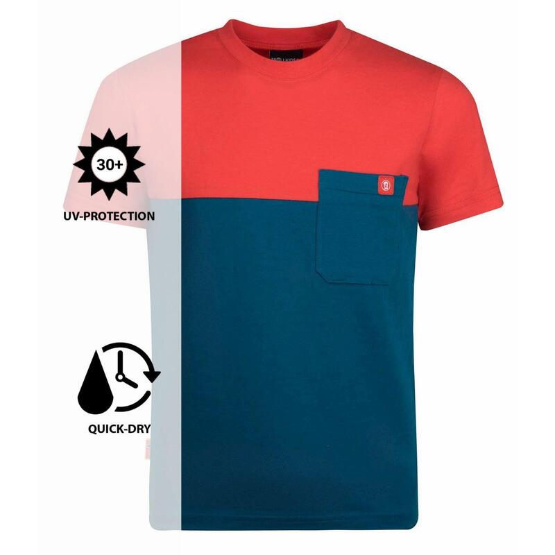 Kinder T-Shirt Bergen Petrolblau/Rot