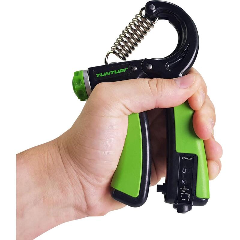 Tunturi Verstellbarer Handgriff Handtrainer mit Zähler Schwarz mit Grün