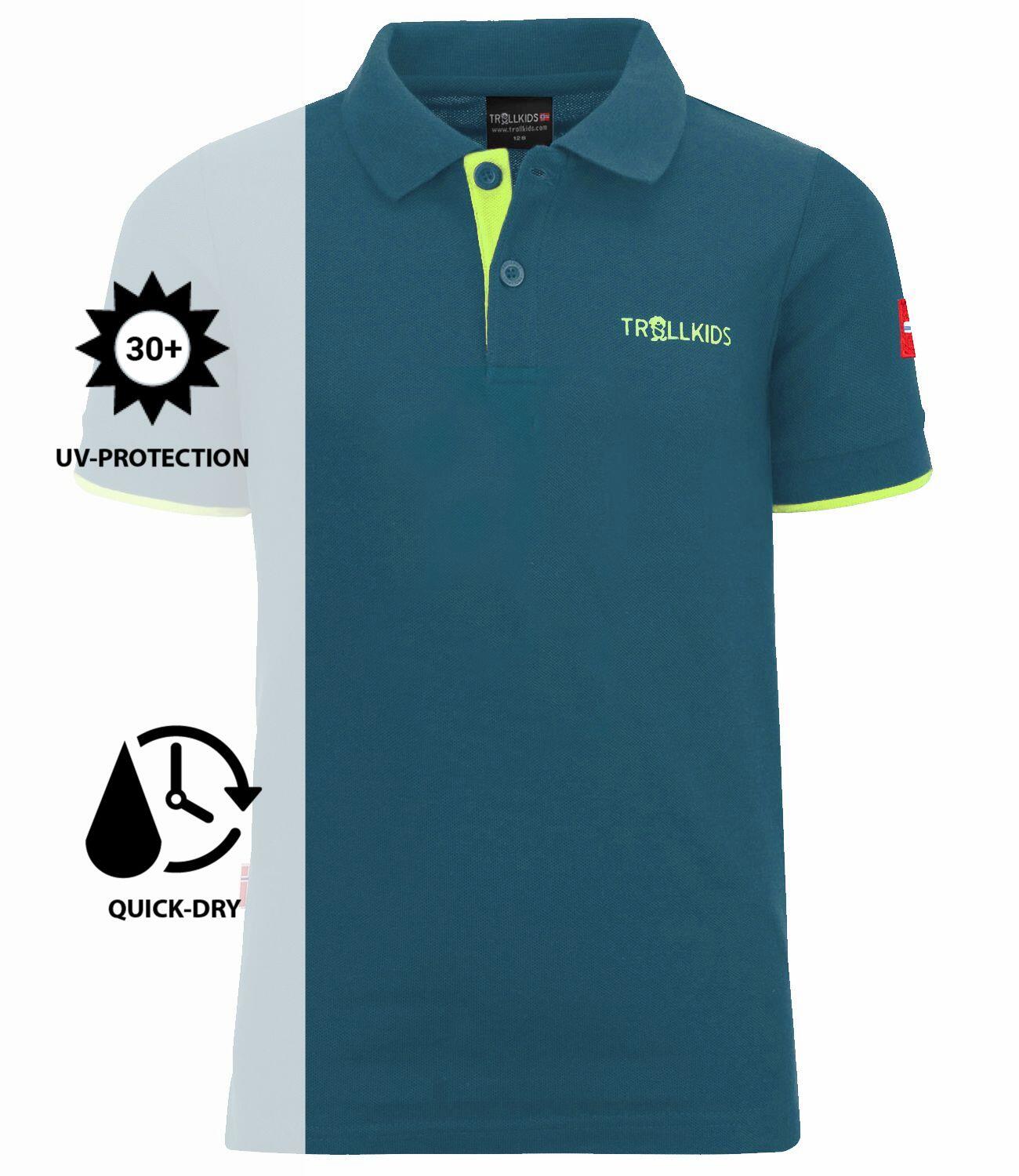 Polo Bergen XT pour enfants bleu pétrole/vert 3/3