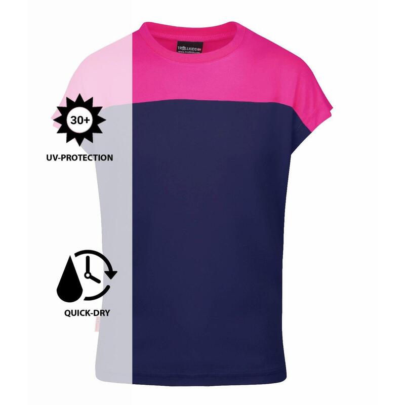 Mädchen T-Shirt Bergen Marineblau/Magenta