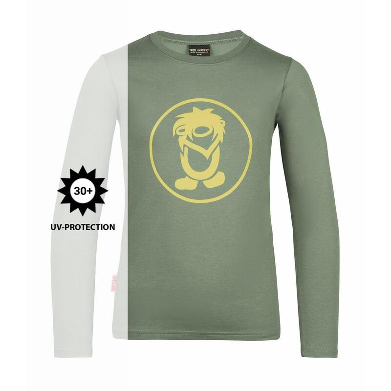 Kinder Longsleeve Troll Lehmgrün/Gelb