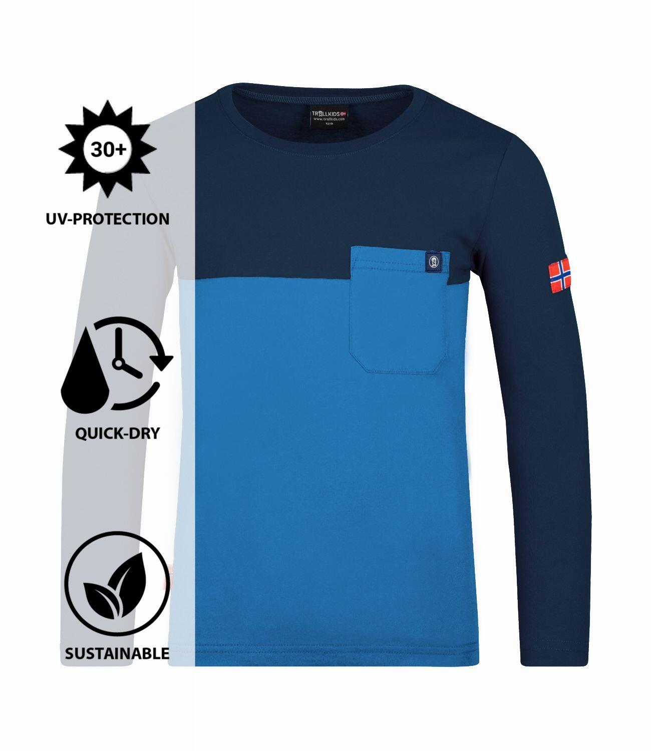 Kinder Longsleeve Bergen Marineblau / Mittelblau 3/3