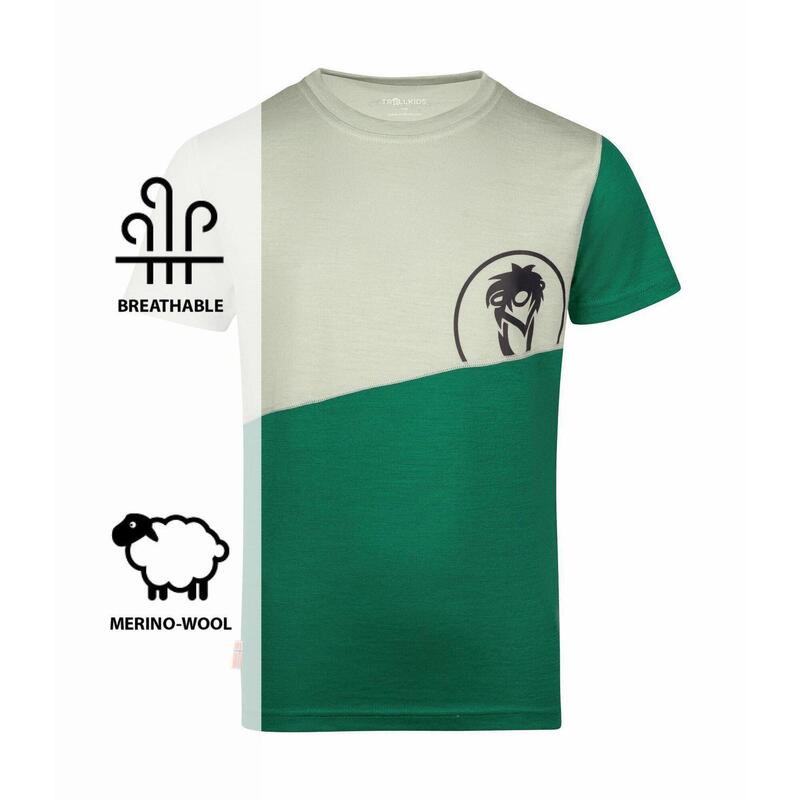 T-shirt enfant Sandefjord vert poivre/gris nuages